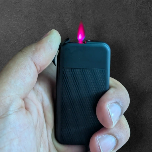 Black Hybrid Lighter – Electric & Gas, Windproof Red Flame