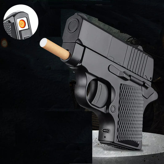 2 in 1 Gun Lighter with Cigarette Case | USB Rechargeable | Windproof Lighter