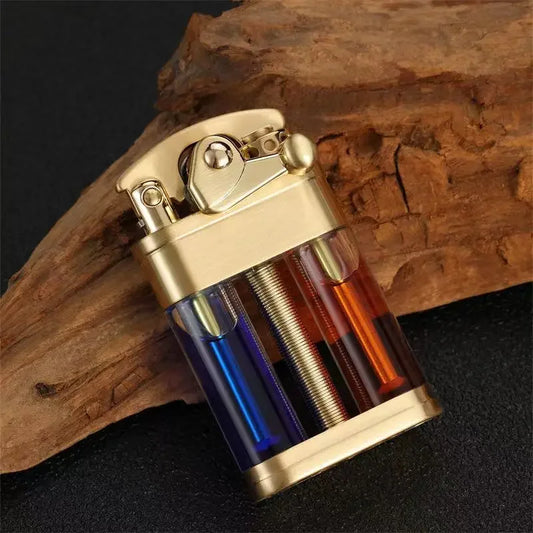 ZORRO Multi-Color Transparent Oil Lighter – Double Tube, Windproof, Metal Body