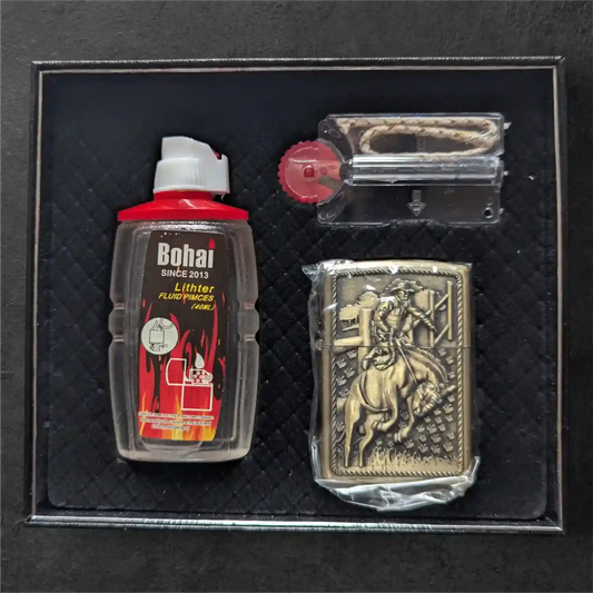 Bohai Zippo Kits – Premium Gift Box with Flintstones, Thread & Oil