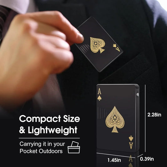 Charging Poker Ace Lighter – Sleek Design, Long Battery Life & Gift Packaging